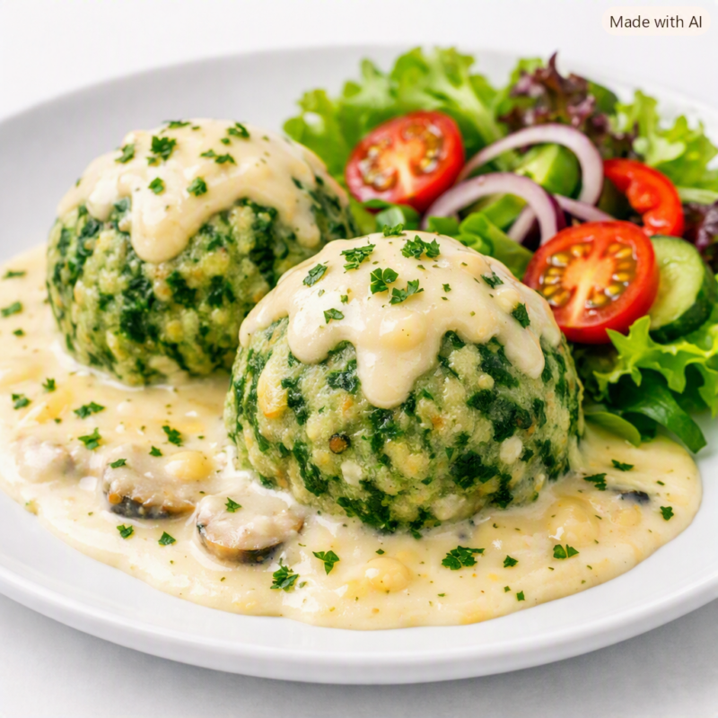 Selbstgemachter Spinatknödel