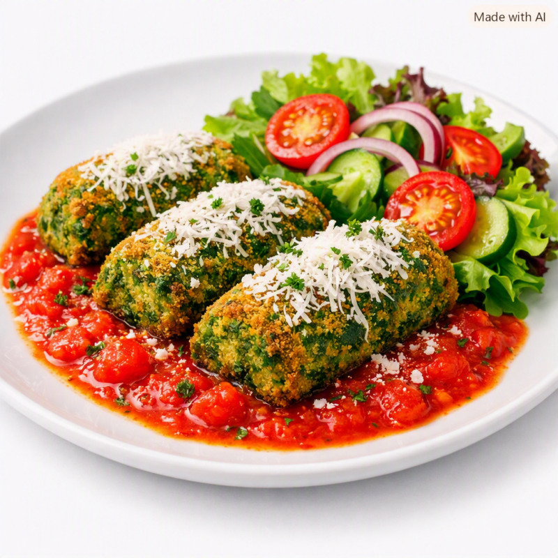 Selbstgemachte Spinatkroketten