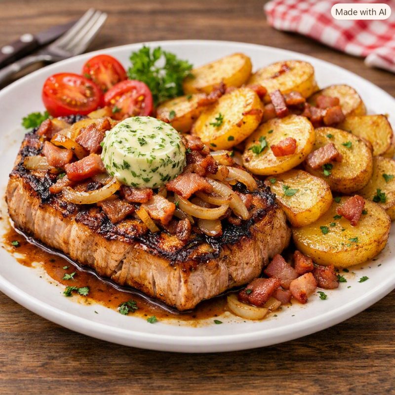 Schweinerückensteak „Holzfäller Art“